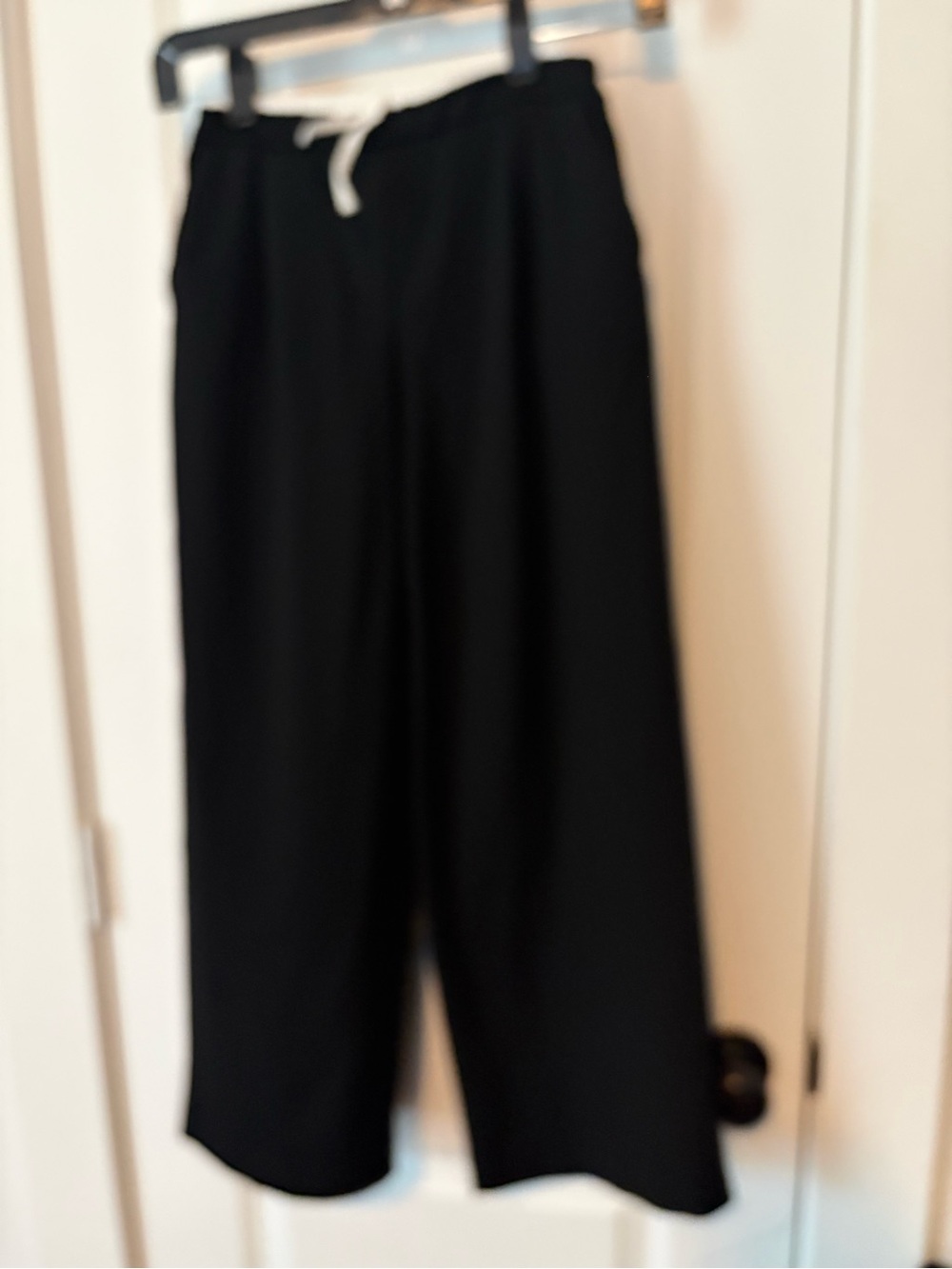 Zara Kids Black Wide-Leg Drawstring Pants with White Tie